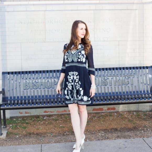 French Connection 'Kiko' Embroidered Crepe Babydoll Dress Size 2 - Picture 15 of 16